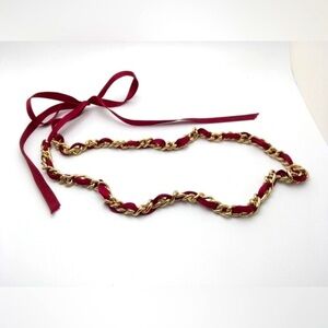 Lacquered Cherry Ribbon Chain Necklace